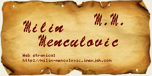 Milin Menčulović vizit kartica